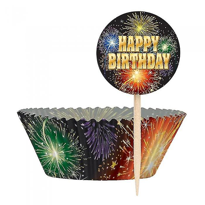 Unique Party Firework Birthday Muffin and Cupcake Cases Set (Pack of 24)