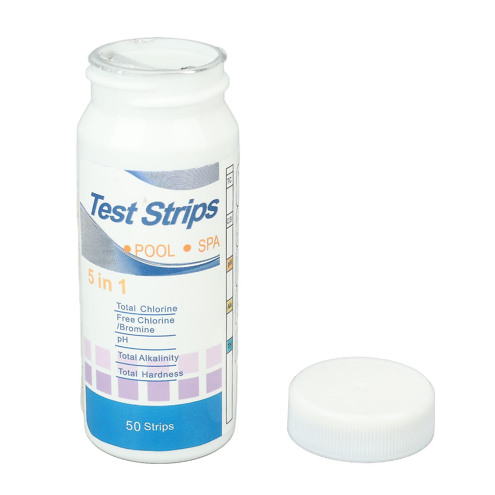50pcs Swimming Pool Test Papers 5 in 1 Test Water Quality PH Cl Total Alkali Free Chlorine Pool Test Strips 