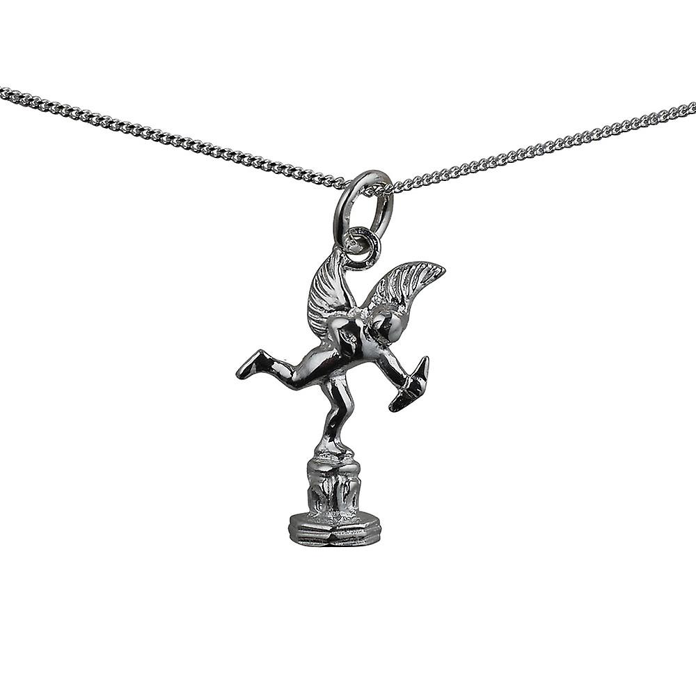 Silver 22x14mm solid Piccadilly Eros Pendant with a curb Chain 24 inches