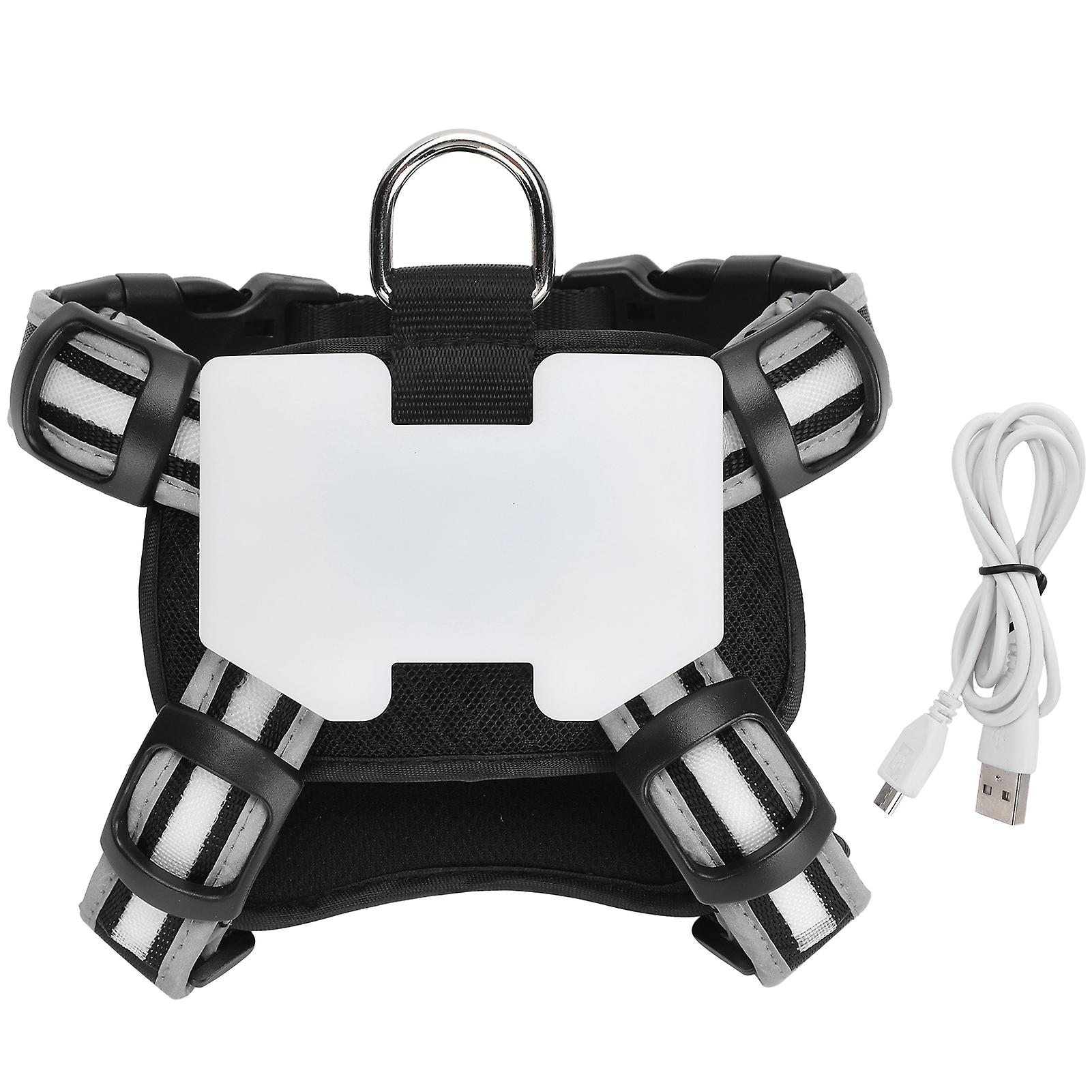 USB Charging LED Pet Harness for Dogs: Adjustable Chest Strap with Reflective Strip for Night Walking Security