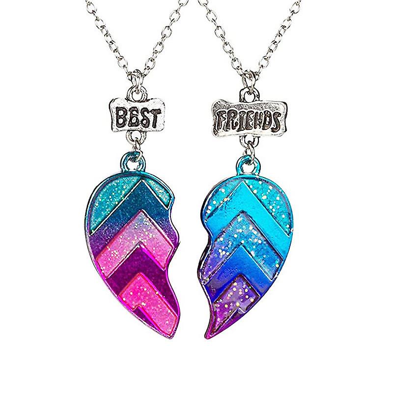 Collier pendentif demi-cœur pour enfants Best Friends, bijoux Best Friends pour enfants, cadeaux d'amitié Collier BFF filles - Amour, Zircone cubique