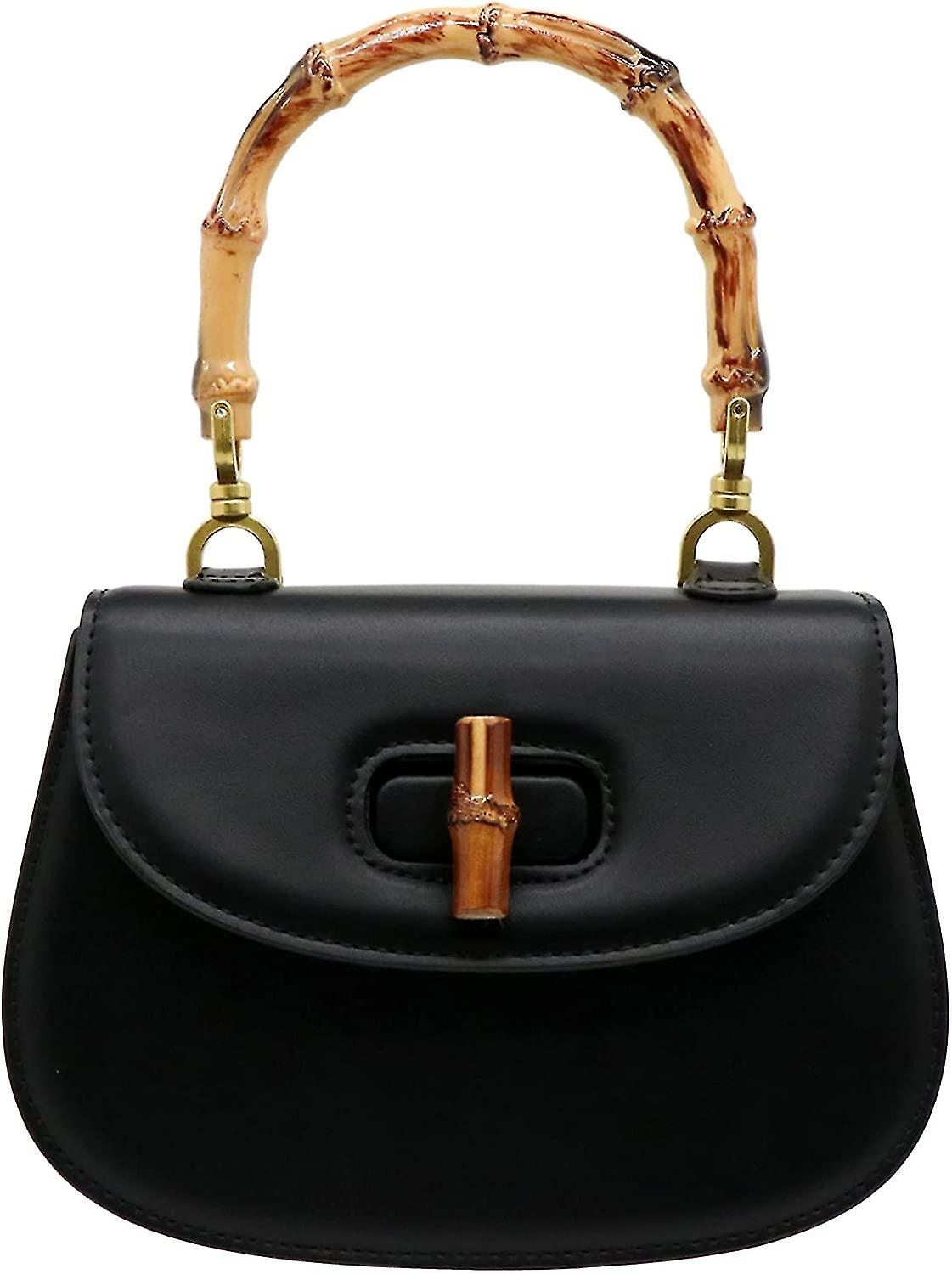 レディースハンドバッグ、バンブートップハンドルショルダーバッグクロスボディバッグ