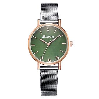 Mode Acier Maille Ceinture Quartz Montre Multicolore Miroir Casual Montre Femme (Vert)