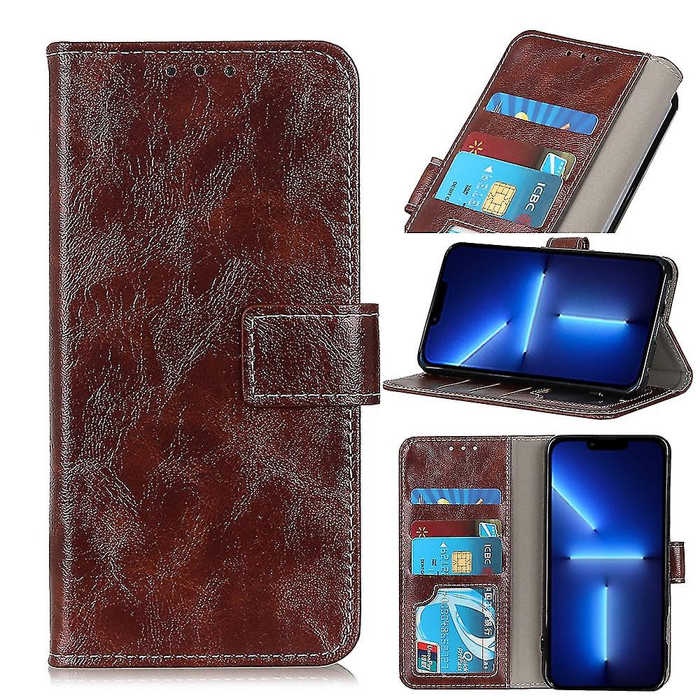 Retro Crazy Horse Case For Iphone 13 Pro Max Brown