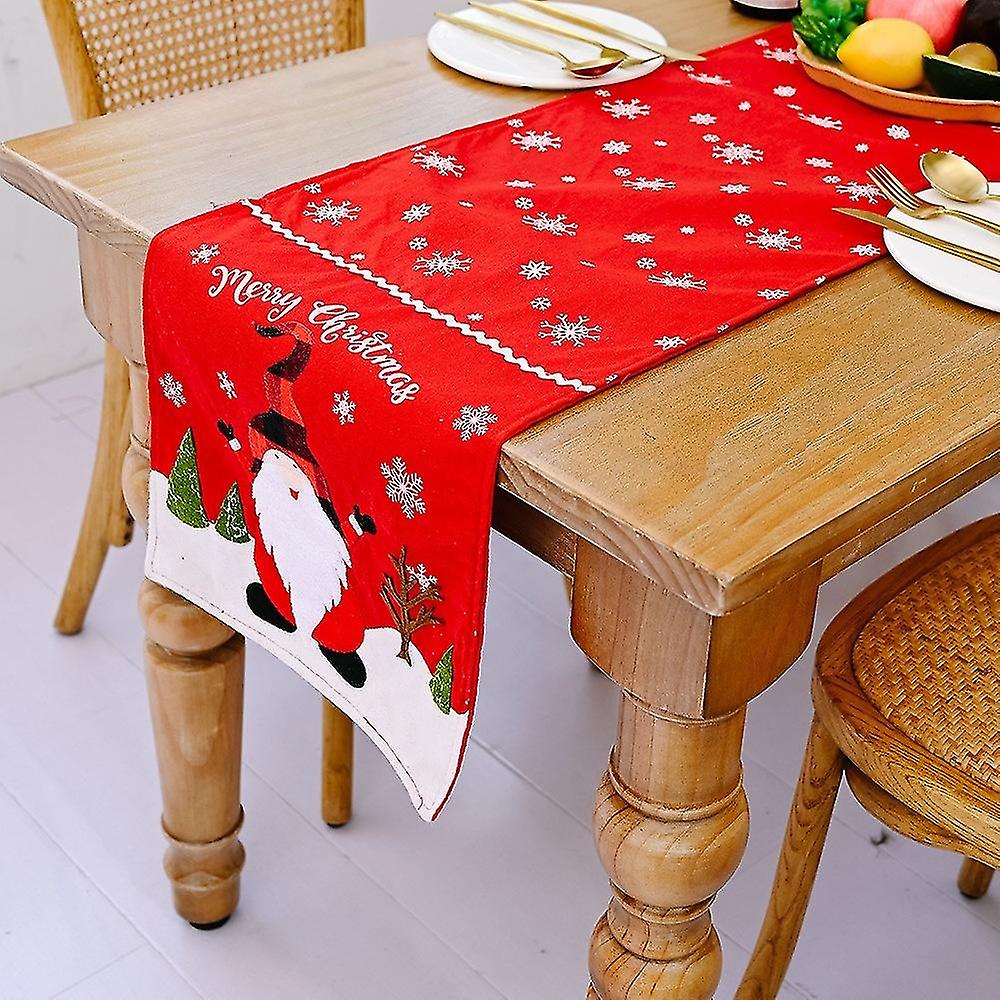 Rectangular Christmas Tablecloth Polyester 35*180m Christmas Tree Patterns for Christmas Table Decor