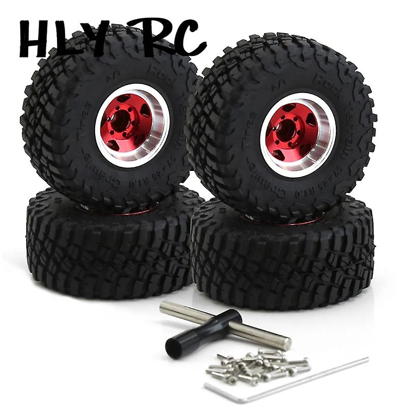 4pcs 57mm Metal 1.0" Beadlock Wheel Rim Rubber Tire Set for 1/18 1/24 RC Crawler Axial SCX24 AX24 TRX4M FCX24 Upgrade Parts