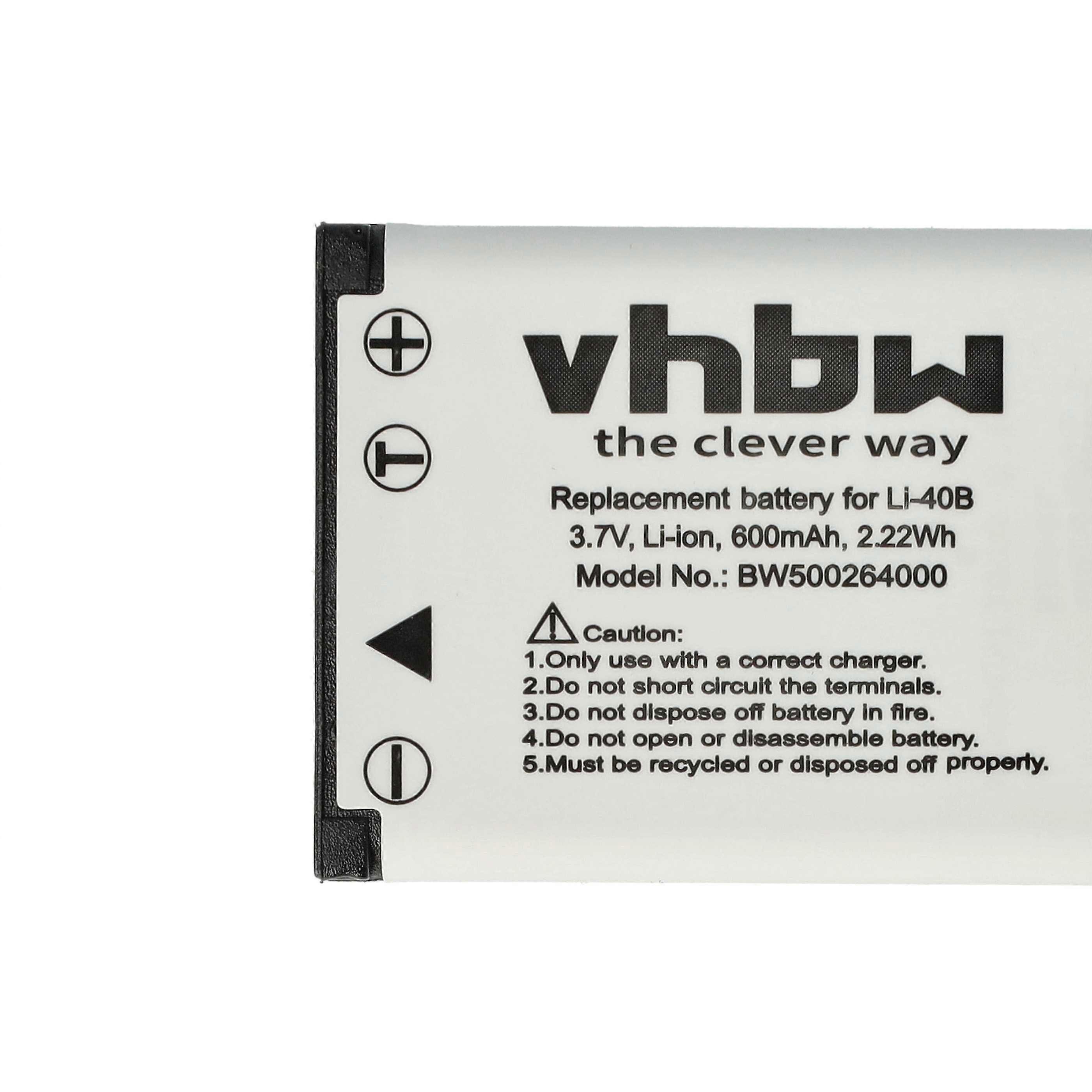 vhbw 3x batteria compatibile con Rollei Compactline 390, CL103, 390SE, 370TS, 390 SE, CL-103, 370 TS, CL312 fotocamera (600mAh, 3,7V, Li-Ion