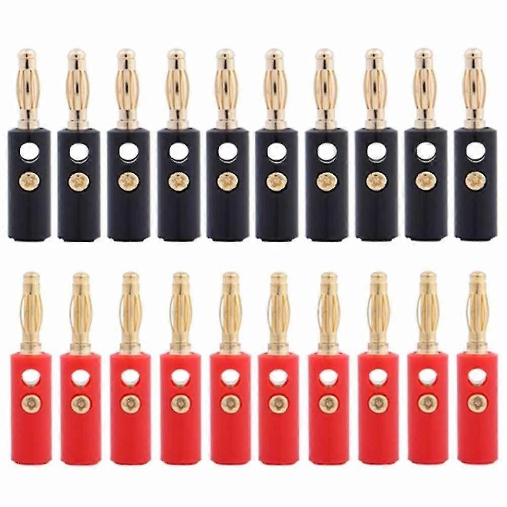 20pcs 4mm Audio Speaker Wire Cable Adapter Connector Banana Plug Gold