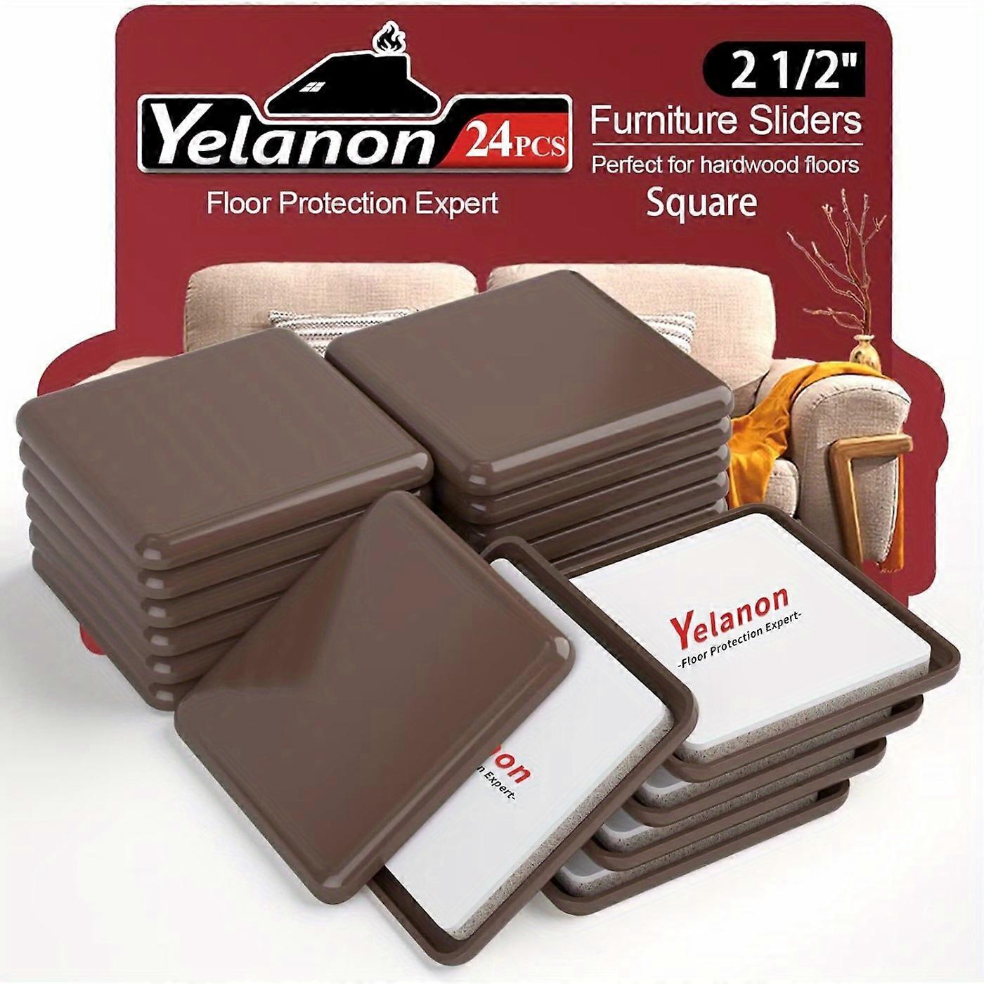 24 pcs 2 1/2 Square Brown Heavy Duty Furniture Sliders - Effortless Moving, Reusable, and Durable Floor Protectors for Carpet - Premium Quality Furnit
