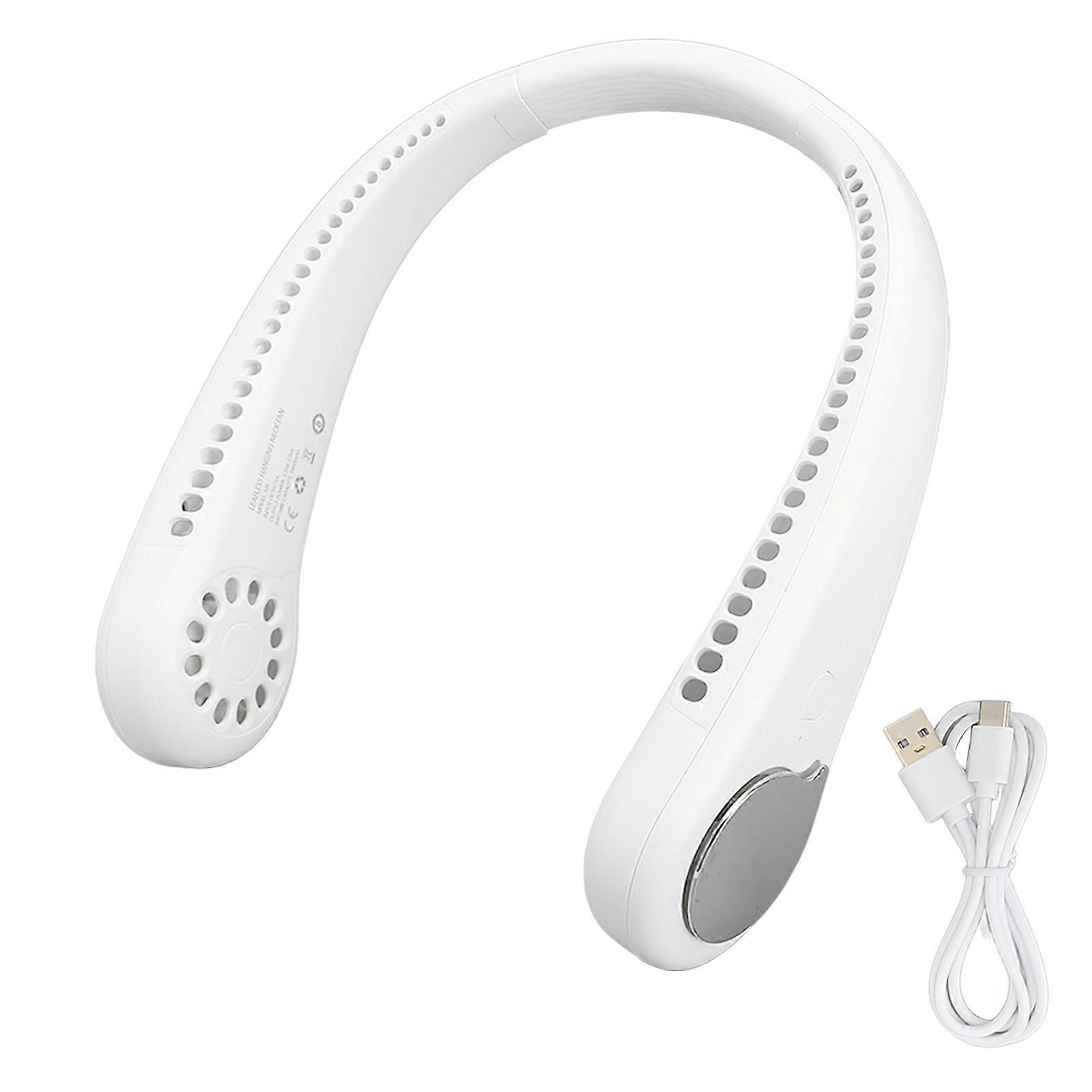 Ventilatore portatile da collo a mani libere, 3 velocità, regolabile, ricaricabile tramite USB, ventilatore da appendere, silenzioso, per sport all'aria aperta