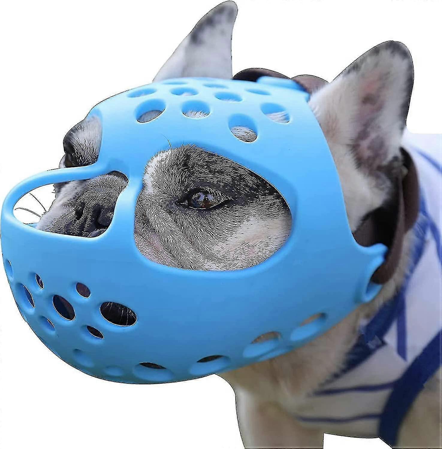 Dog Muzzle For Short Snout Dogs, Soft Silicone Breathable Bulldog Muzzle For Biting, Chewing, Licking, Ideal For Flat-faced Dogs