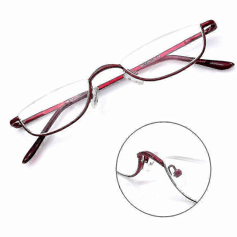 Reading Glasses Metal Spring Hinges Half Moon Semi Rimless Readers 1.0~ 4.0