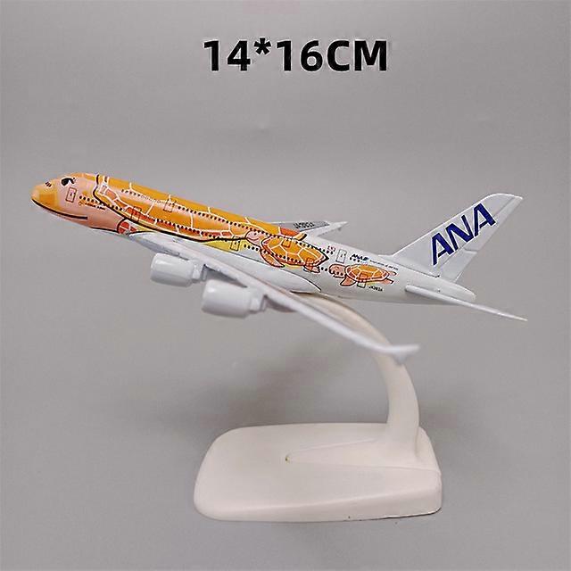 16cm/20cm Alloy Metal Japan ANA Airbus A380 Cartoon Sea Turtle Airlines Diecast Airplane Model Plane Aircraft with Wheels Orange