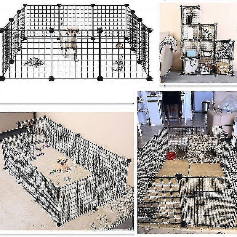 6個入り。ドアなしブラック折りたたみ式ペットベビーサークル鉄フェンス子犬犬小屋ハウスエクササイズトレーニング子犬子猫宇宙犬用品ウサギモルモットケージ