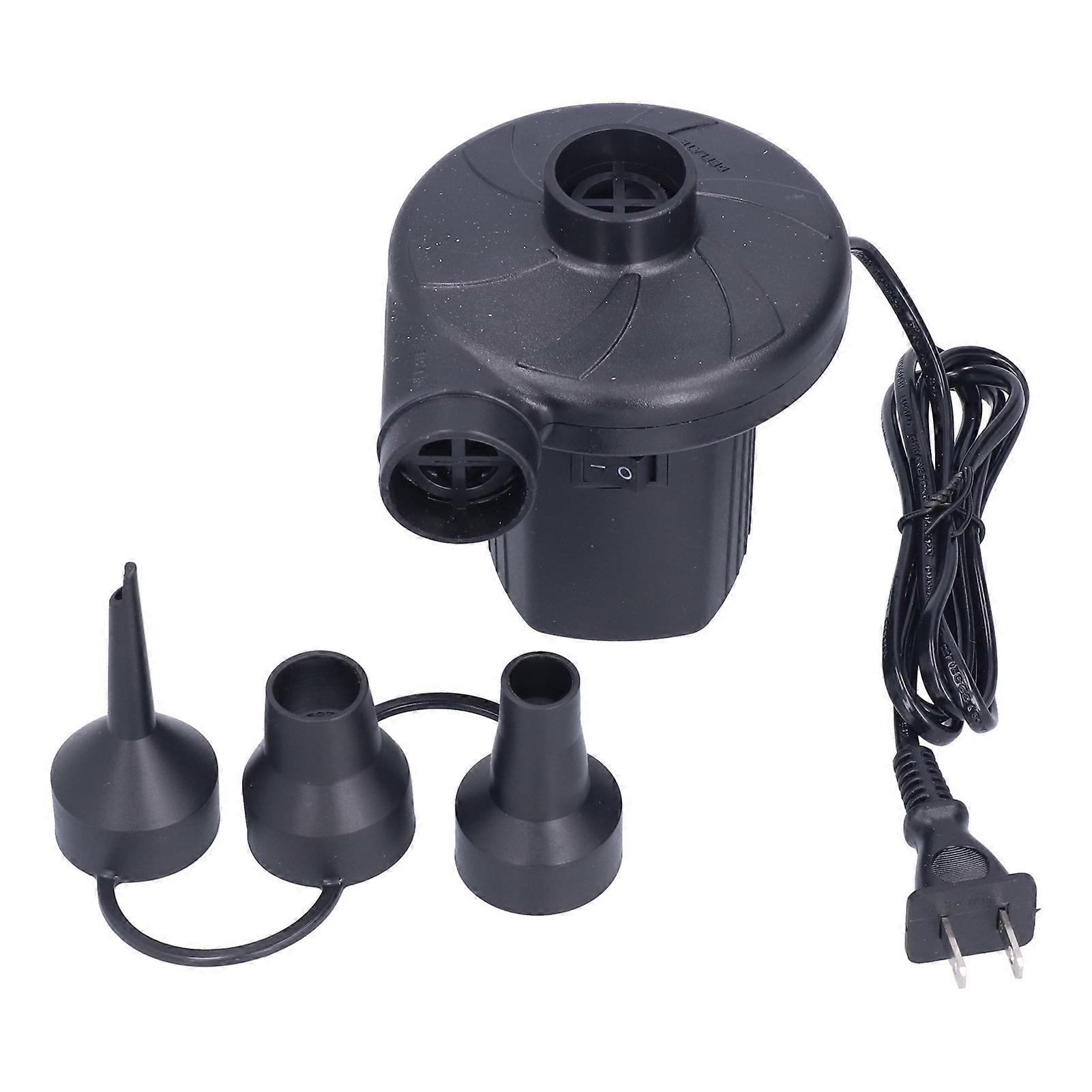 Electric Air Pump ABS Air Inflator Pump with 3 Nozzles Portable and High Effiency for Swimming Ring Air Bed US Plug 110V