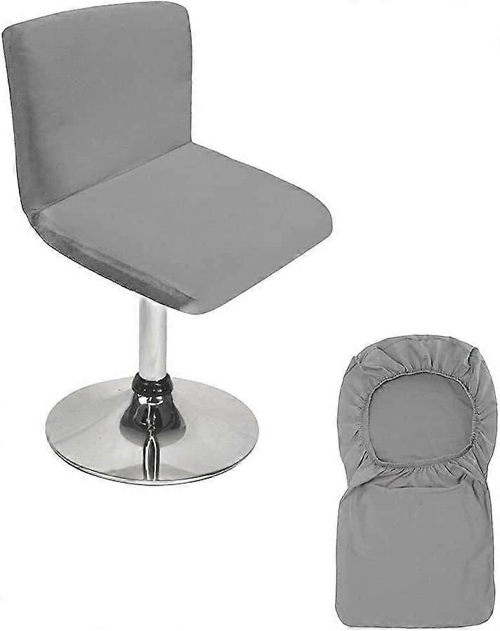 Gray Bar Stool With Extendable Back Cover For Swivel Short Dining Chair
