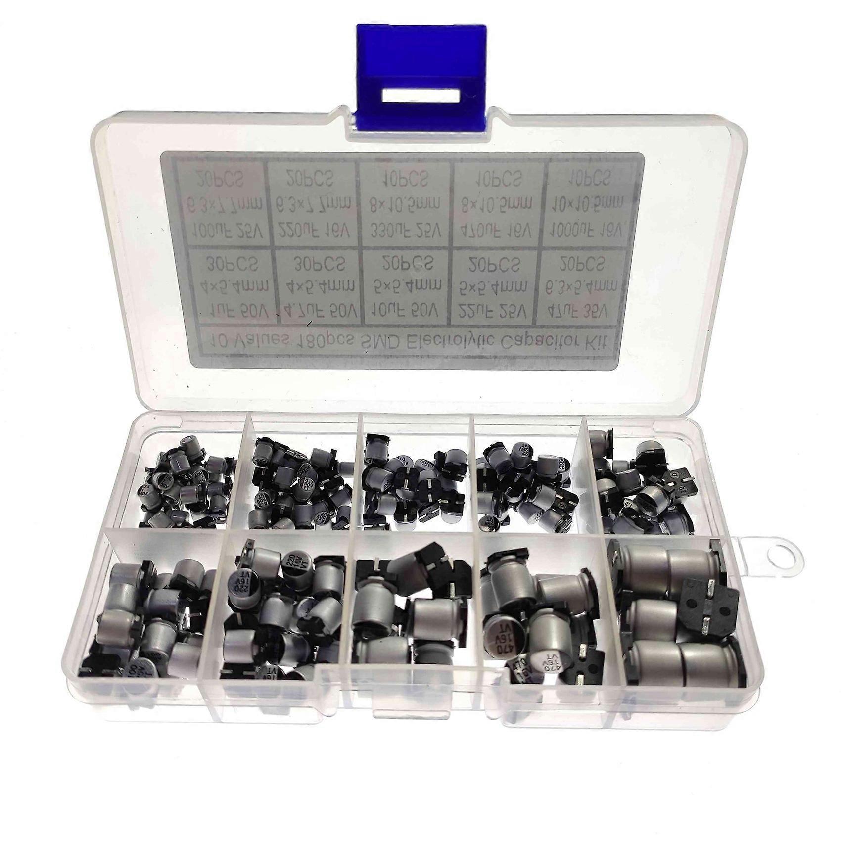 180Pcs 1UF 50V 4x5.4mm- 1000UF 16V SMD Electrolytic Capacitors Assortment Kit