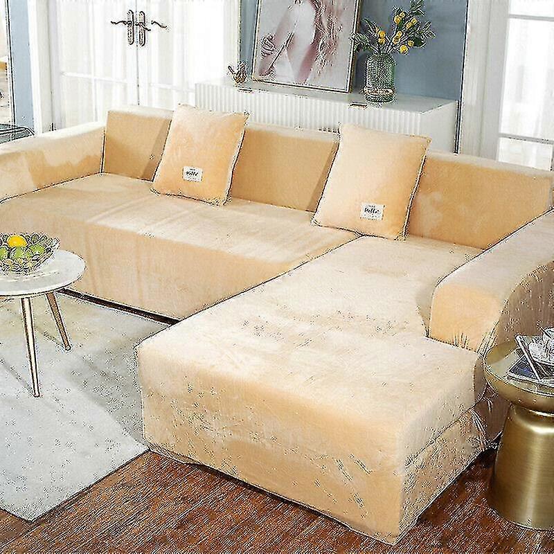 Velvet Plush Sofa Covers For Living Room Elastic Slipcover Corner Stretch Covers F4