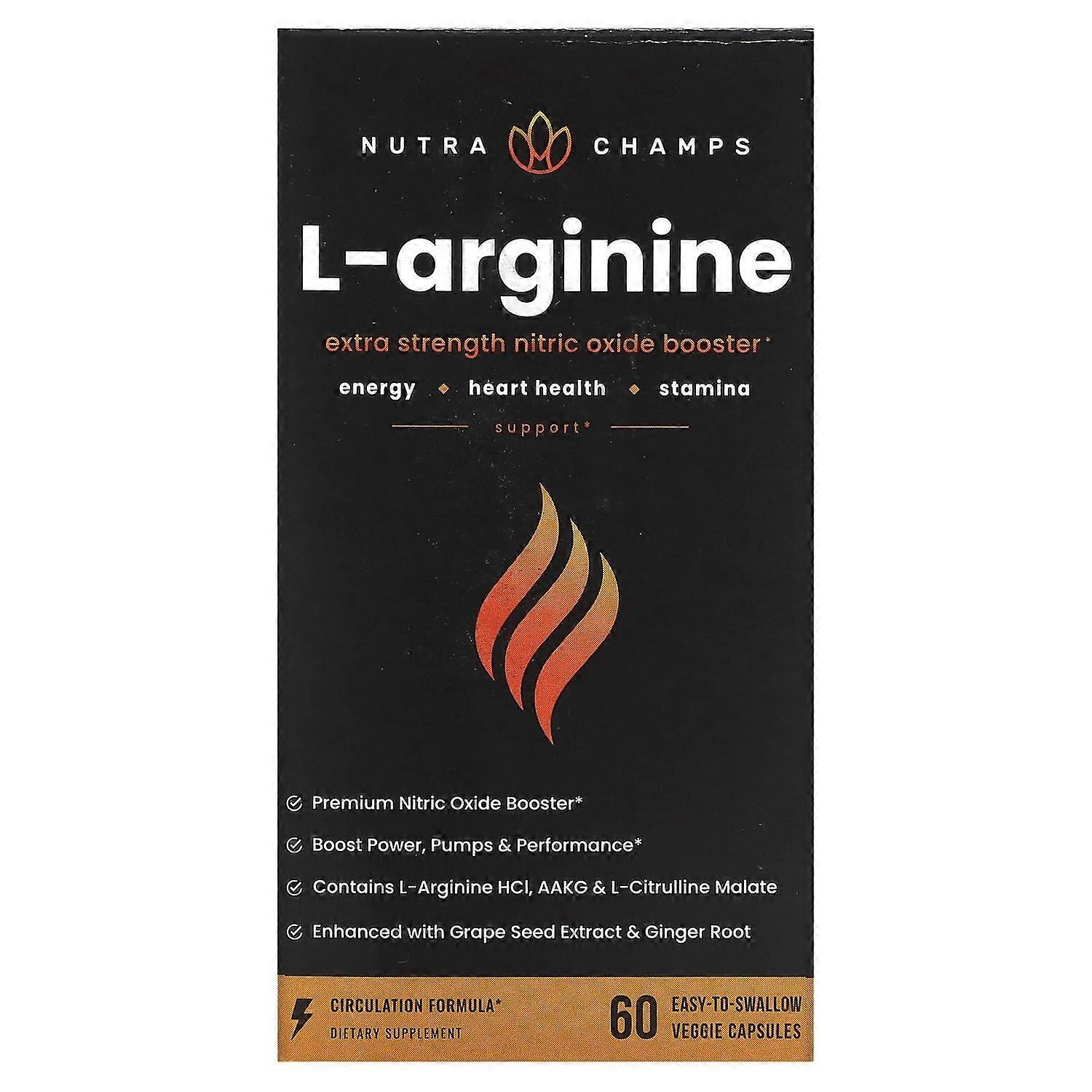 NutraChamps, L-Arginine, 60 Easy-to-Swallow Veggie Capsules
