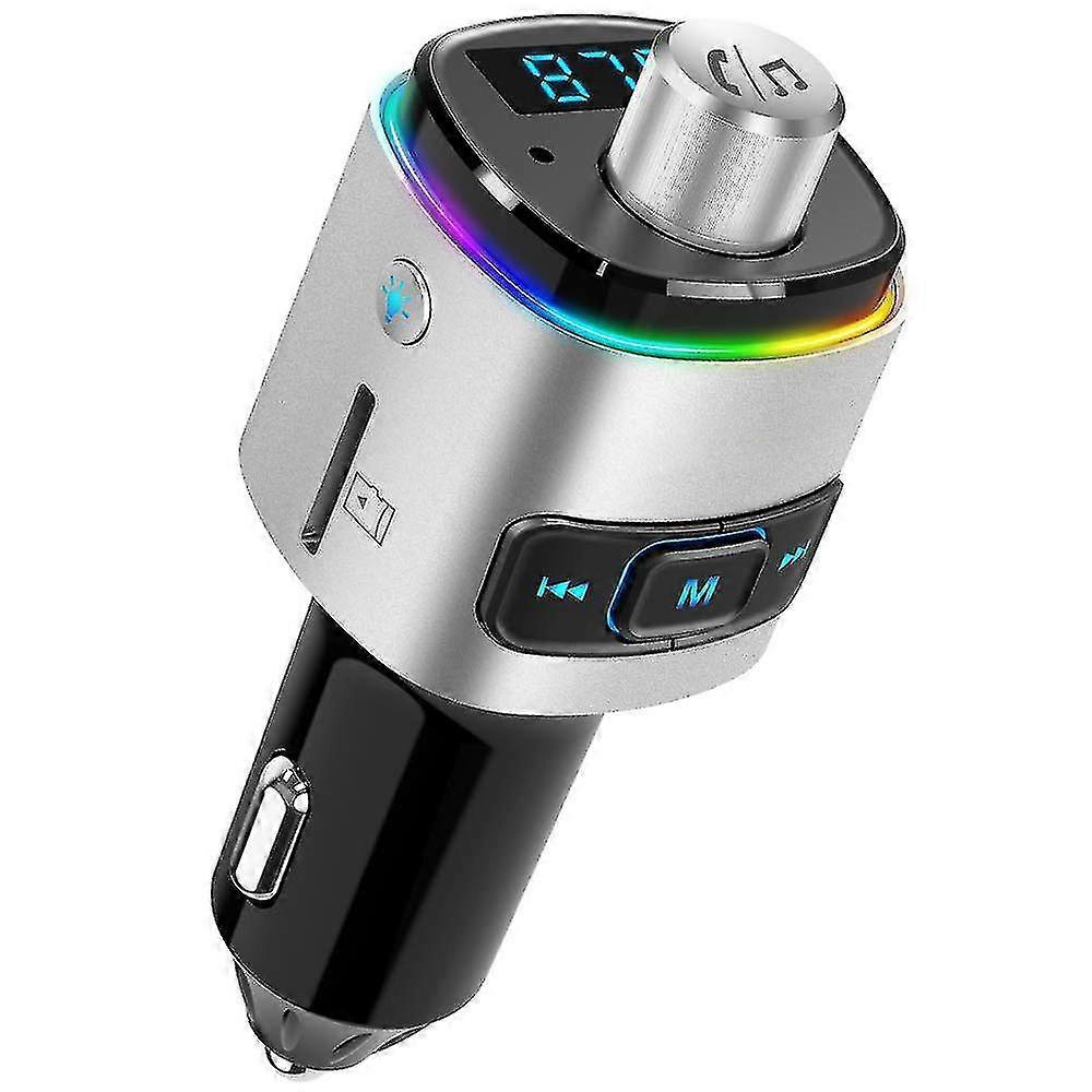 Bluetooth Fm Transmitter With7 Color Led Backlit Light, Qc3.0 Charging