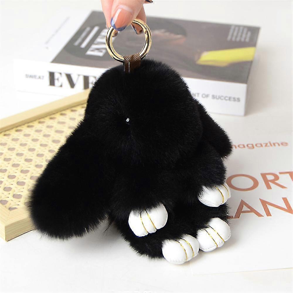Adorable Fur Bunny Fluffy Rabbit Plush Toy Keyring Bag Charm Pendant Keychain
