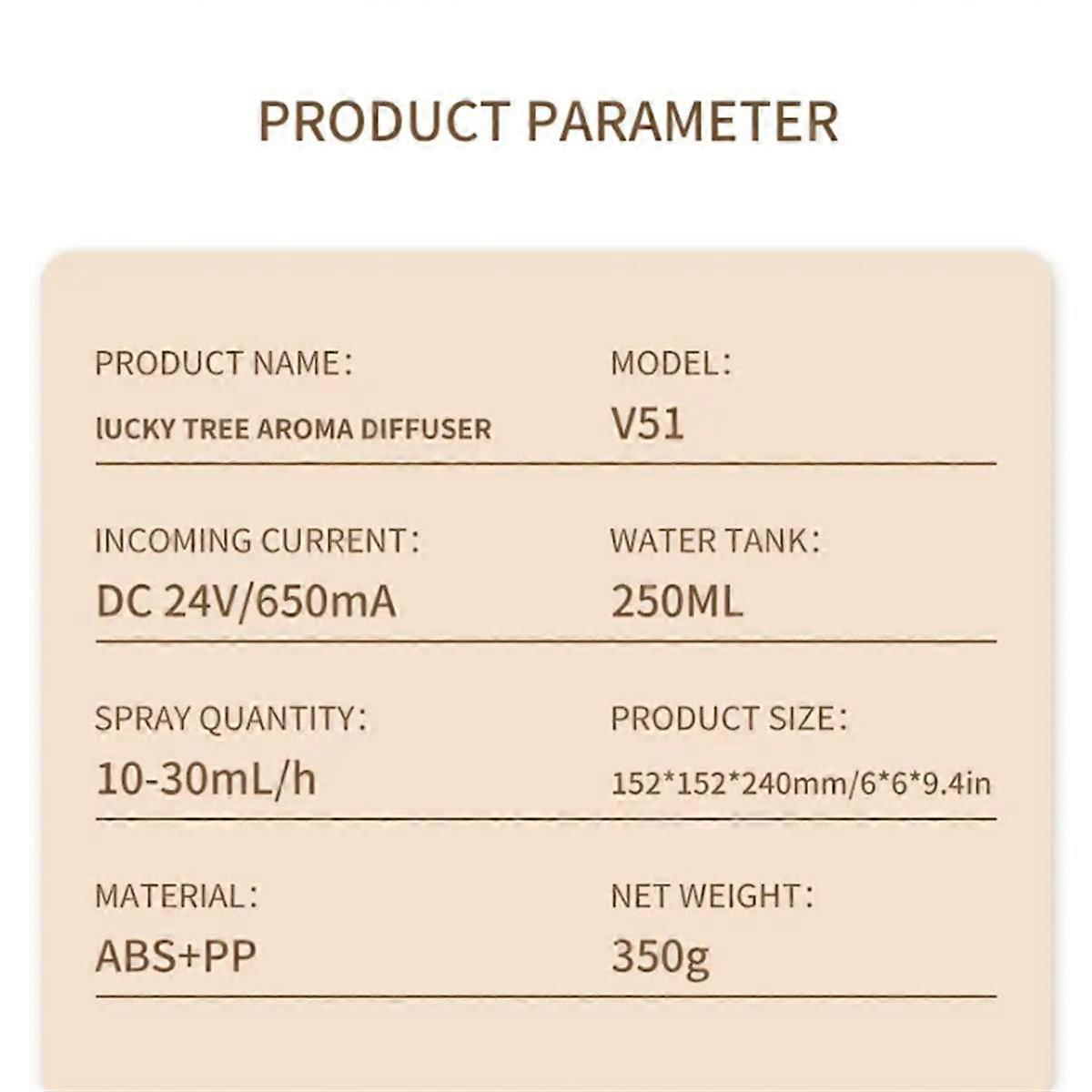 Lucky Tree Aromatherapy Essential Oil Diffusers Rotatable Water Drip Humidifier for Home 250ml 7 Co