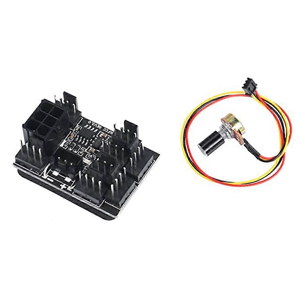 3 Pin 4 Pin Fan Adapter PWM PC Chassis Cooling Fan Hub Governor 8 Way Splitter 12V Speed Controller
