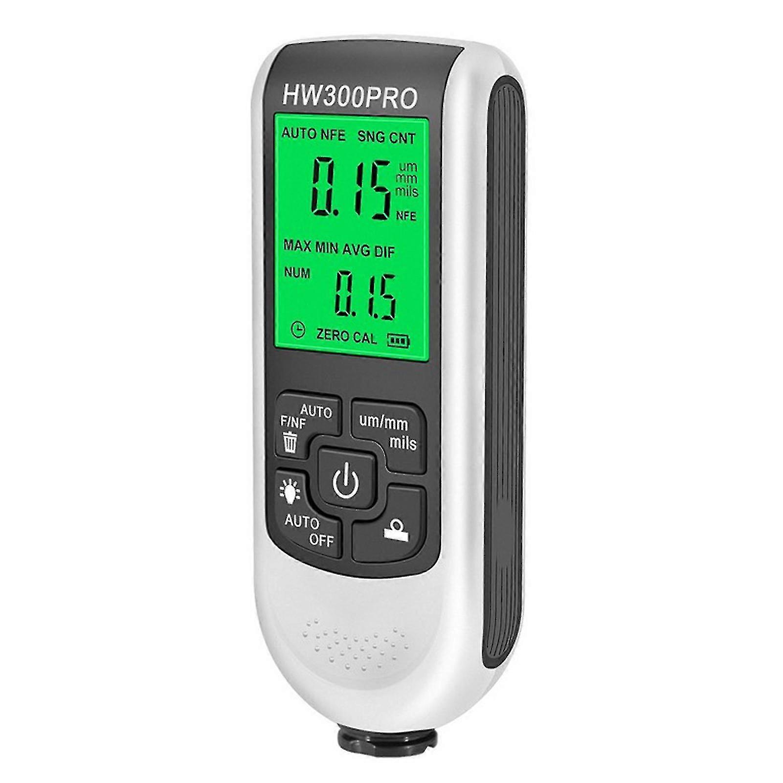 1 Set Hw-300pro Coating Gauge Mini High Precision Automatic Shutdown Function Low Power Indicator Self-calibration Highly Sensitive Probe Abs Car Pain