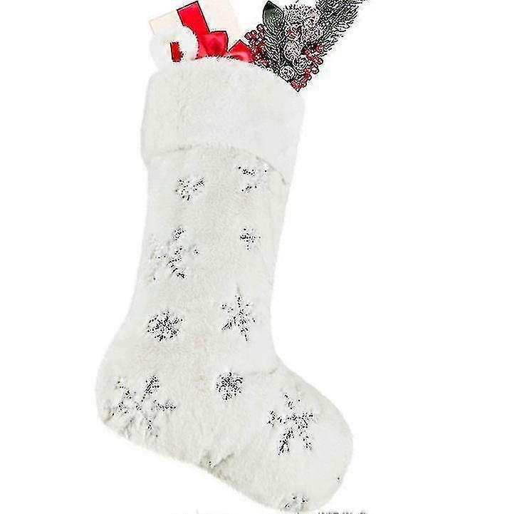 sequin Snowflake Christmas Stocking For Decoration Fireplace Hanging
