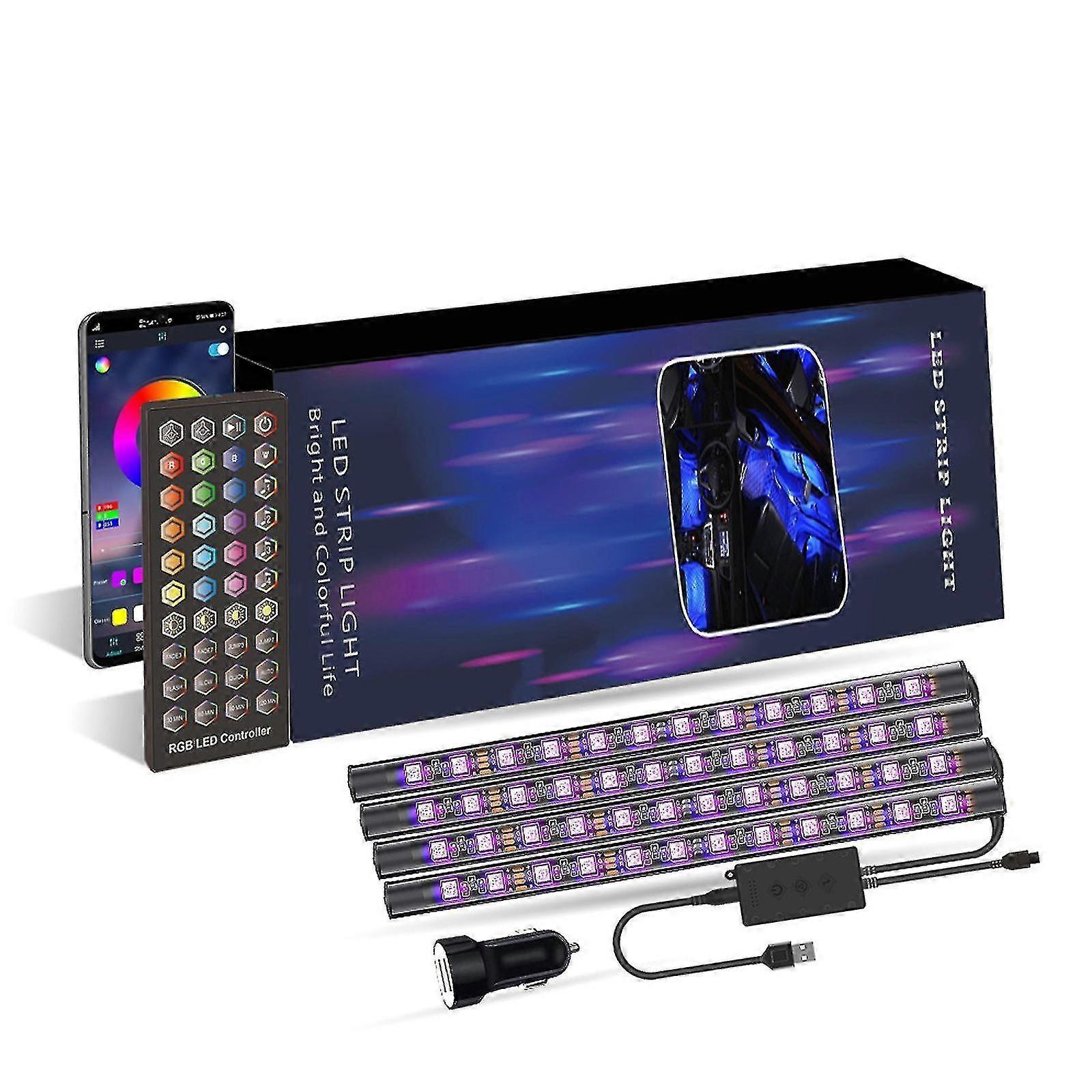 Multi-color Remote Control Light Kit For Led Interior Lights With App Control 4 Car Music Sync Led Light Bars