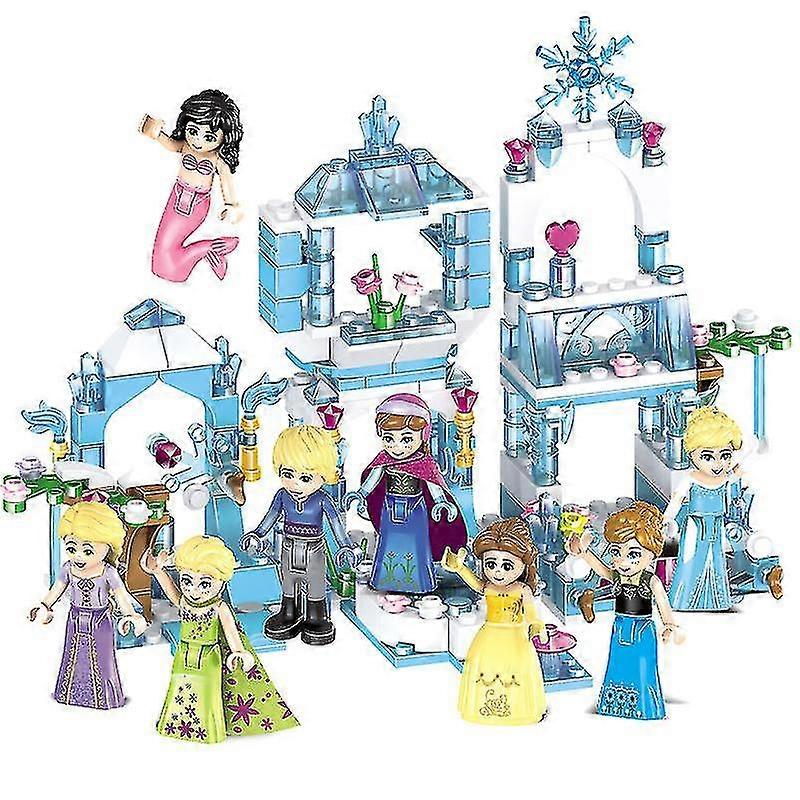 8pc Girls' Ice And Snow Fantasy Castle Puzzle Assembled Building Block Toys
