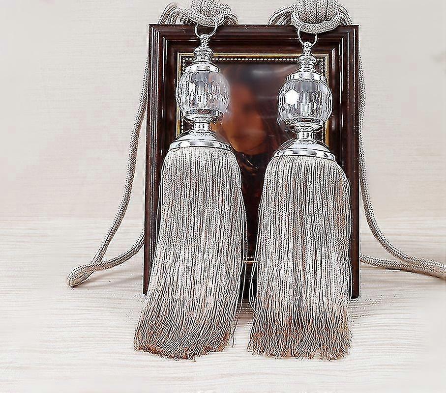 2 st lyxgardin holdbacks rep tie backs tofs tiebacks pärlbollsdekorpar för hemmakontorets fönsterridå