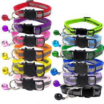 (12 Farben) reflektierendes Katzenhalsband, Anti-Würge-Kätzchenhalsband und Glocke, verstellbares Katzenhalsband, Katzen- und Haustierzubehör