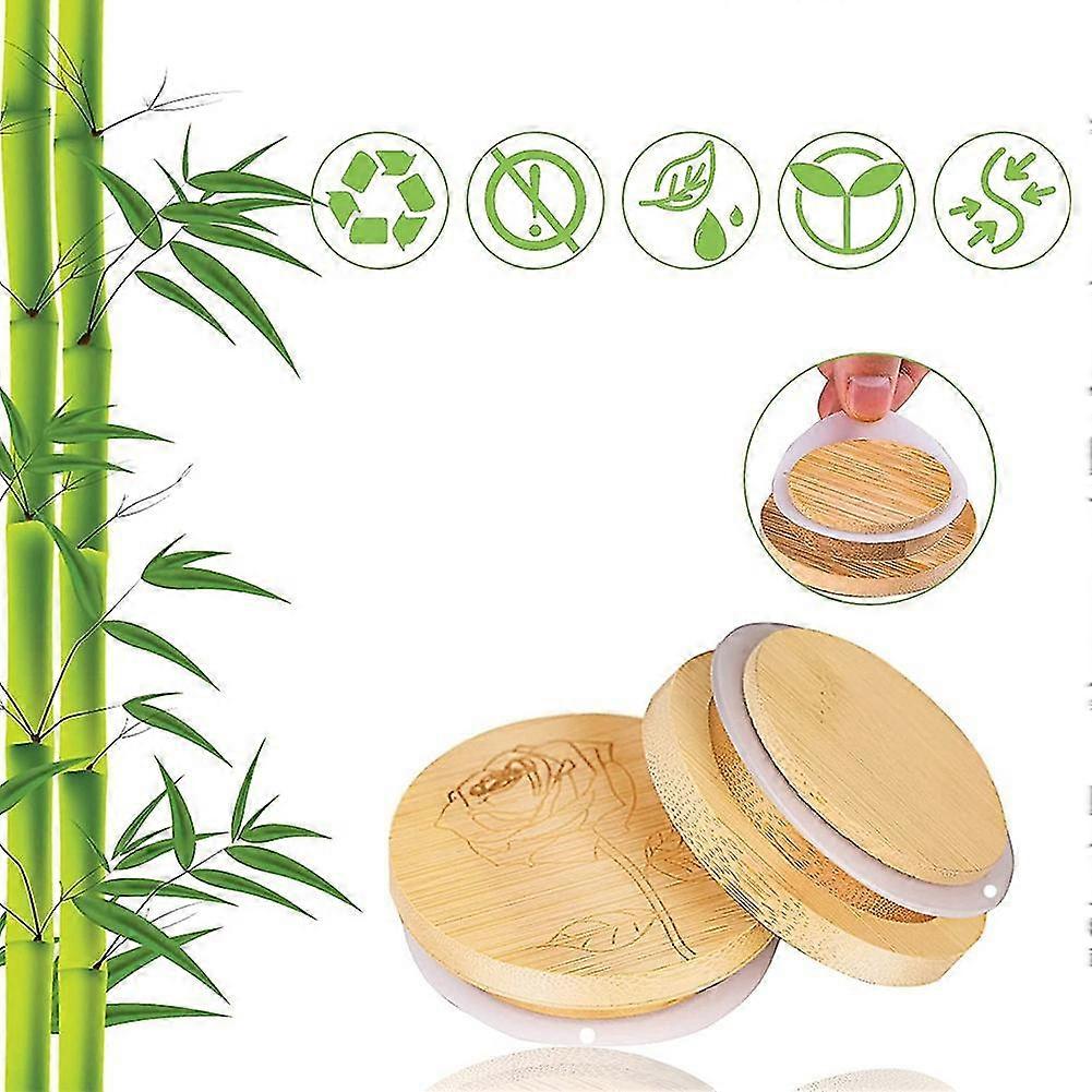 12 Pack Yogurt Jar Lids Set, Bamboo Lids That For Yogurt Jars, Lids With Pattern For Perfect Sealing