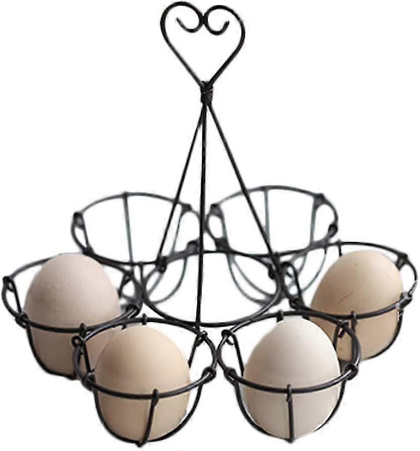 Egg Box Metal Wire Tray For 6 Eggs,easter(matte Antique Black)
