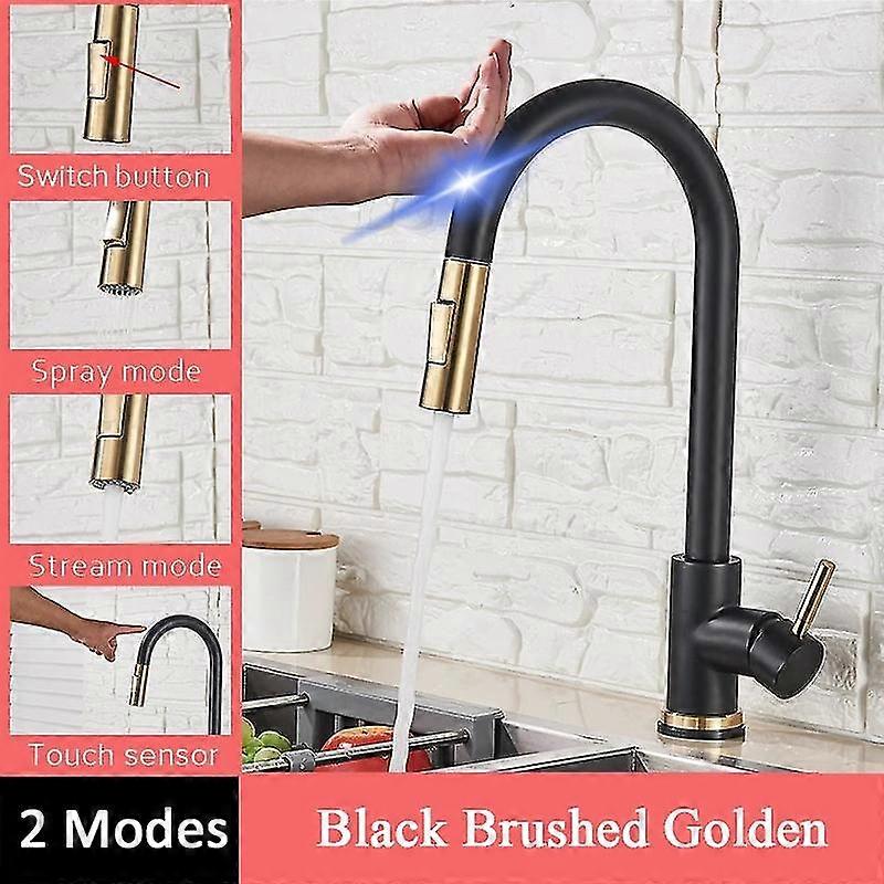 Exquisite Shinesia Black Sensor Kitchen Faucet Pull Out Spout Smart Touch Inductive Sensitive Faucet 360 Degree Rotation Mixer Tap