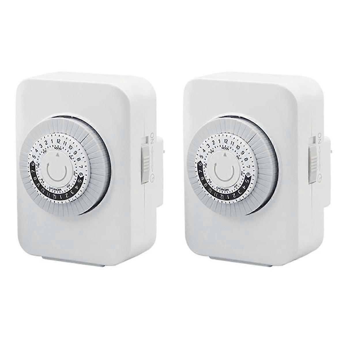 US Plug, 24-Hour Cycle Plug-in Mechanical , Programmable Timer for Electrical Outlets, 30-Minute Intervals, 2Pack
