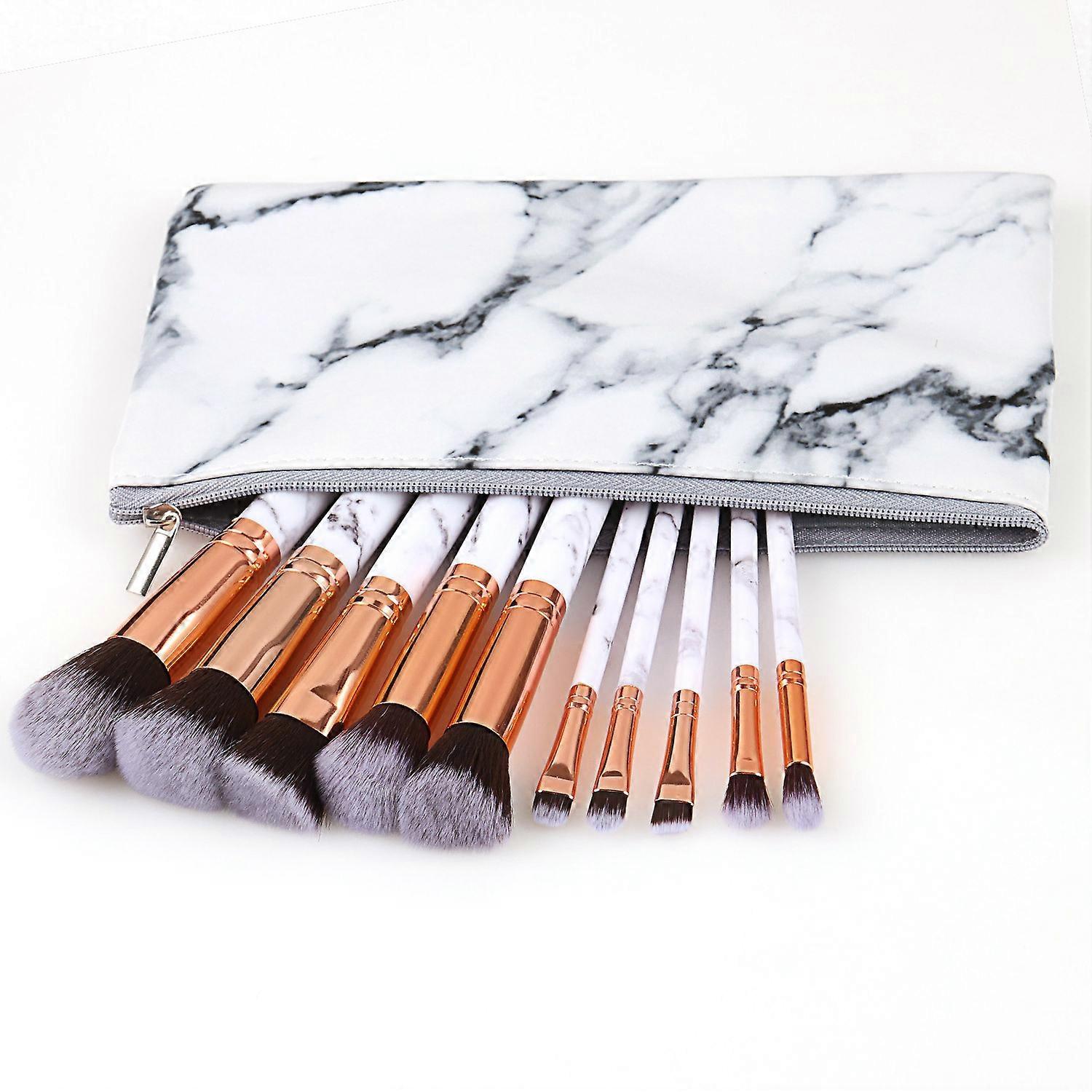 Makeup Brushes Professional Marble Makeup Brush Set,10PCS + Marble Pattern Cosmetics Bag