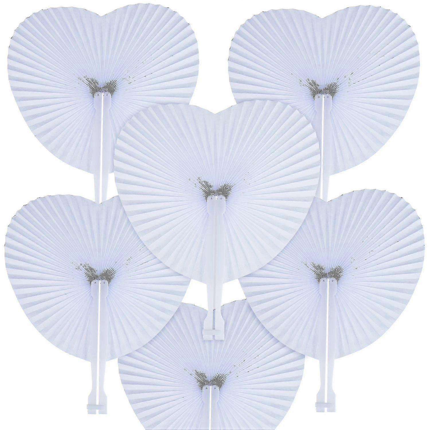 12 Pack Folding Fans Paper Fans Heart Shaped Assortment With Plastic Handle For Wedding