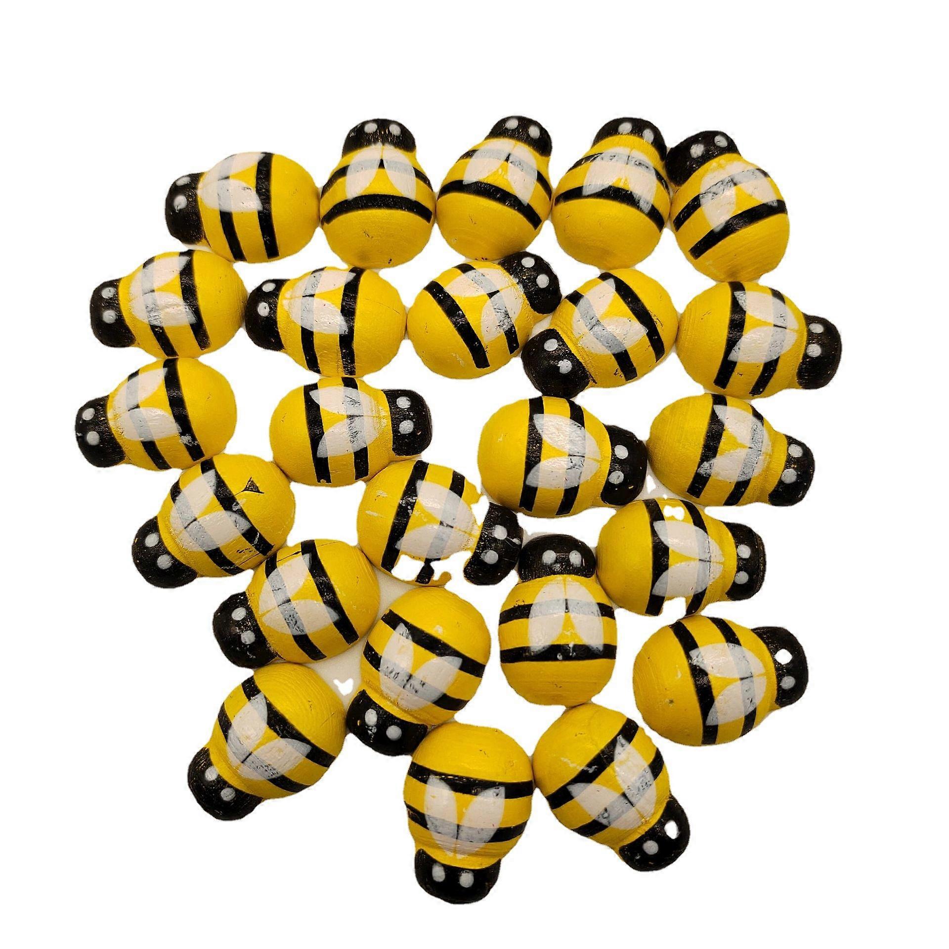 20 delar Mini Bin Tillbehör Mini Trä Flat Back Bumblebee Hai