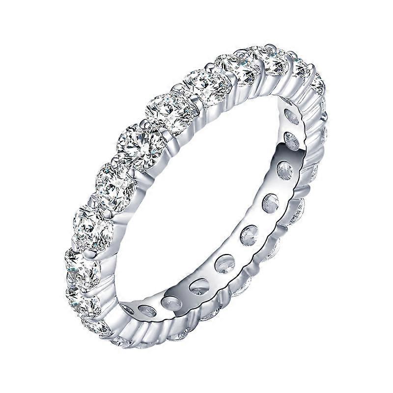 Amazon Collection Platinum or Gold Plated Sterling Silver All-Around Band Ring set with Round Infinite Elements Zirconia