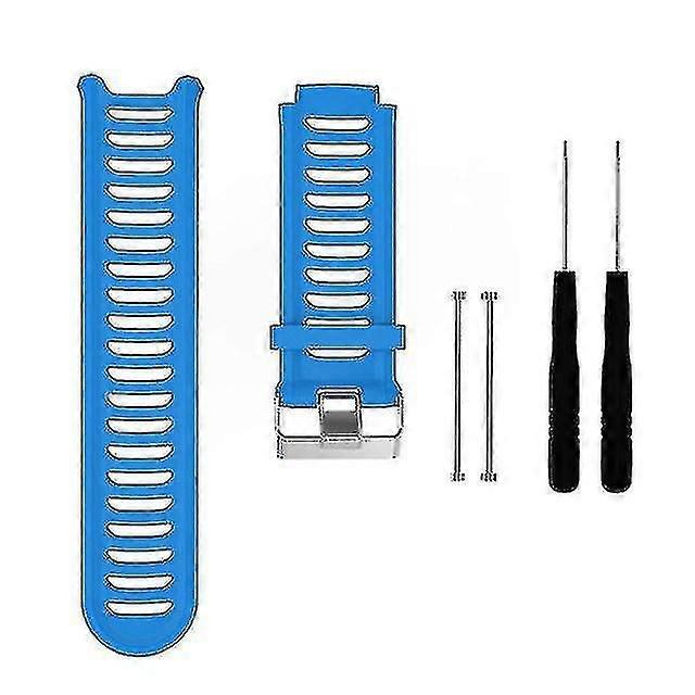 Solid Coloured Silicone Watch Band For Garmin Forerunner 910xt Blue