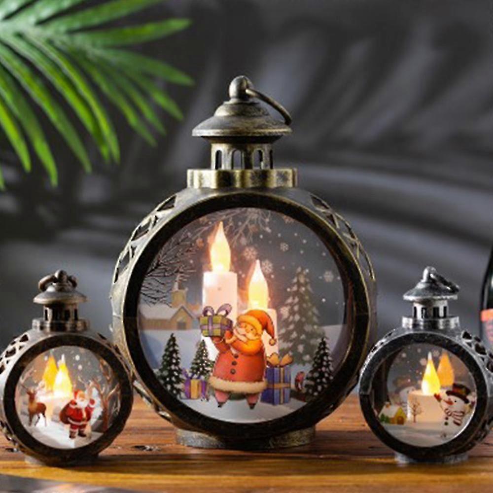 Led Christmas Tree In Glass Funny Santa Claus Figure With Lighting Battery Operated Light Decoration On The Table Window Xmas Gift