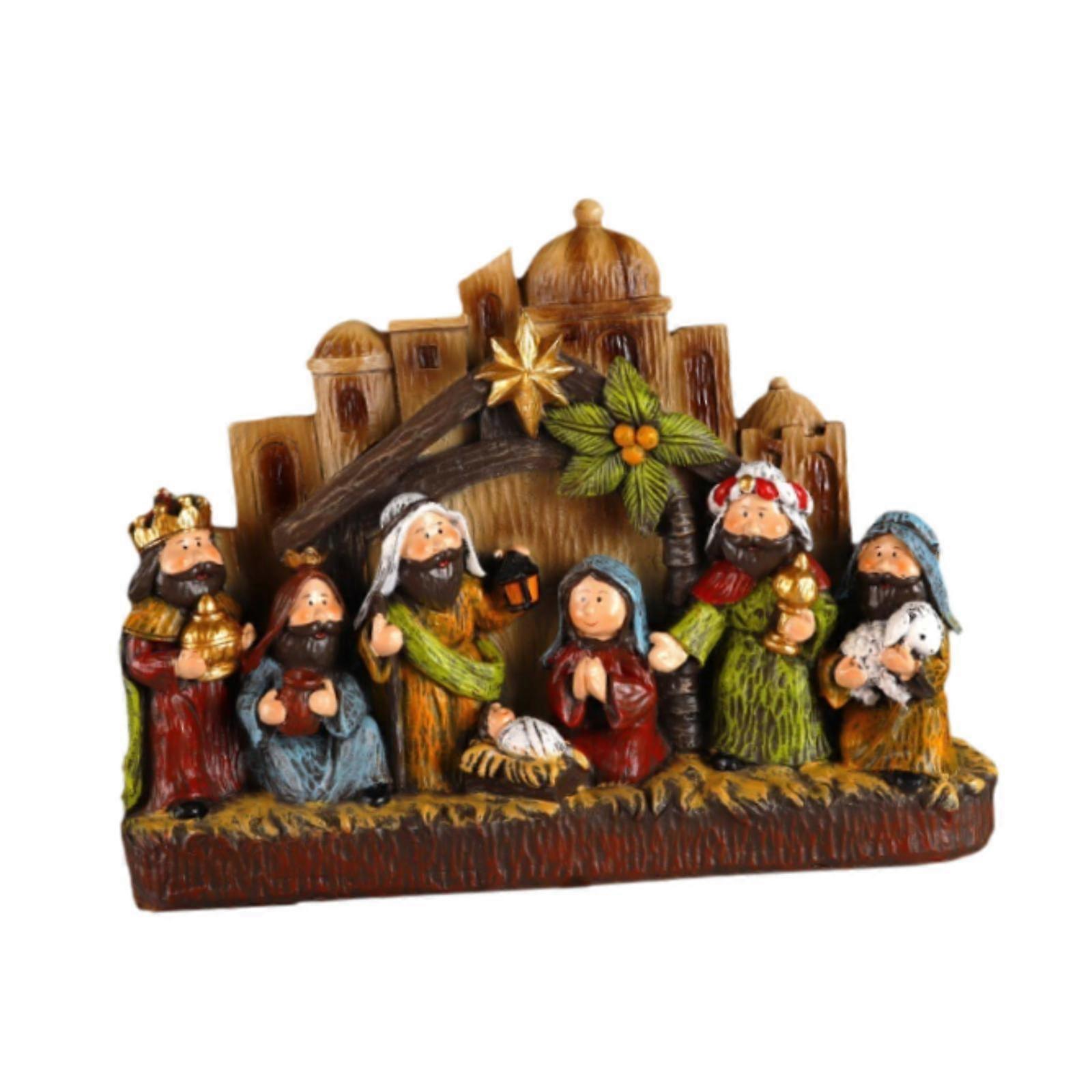 Lighted Christmas Nativity Scene Miniature Lovely Religious Table Decoration