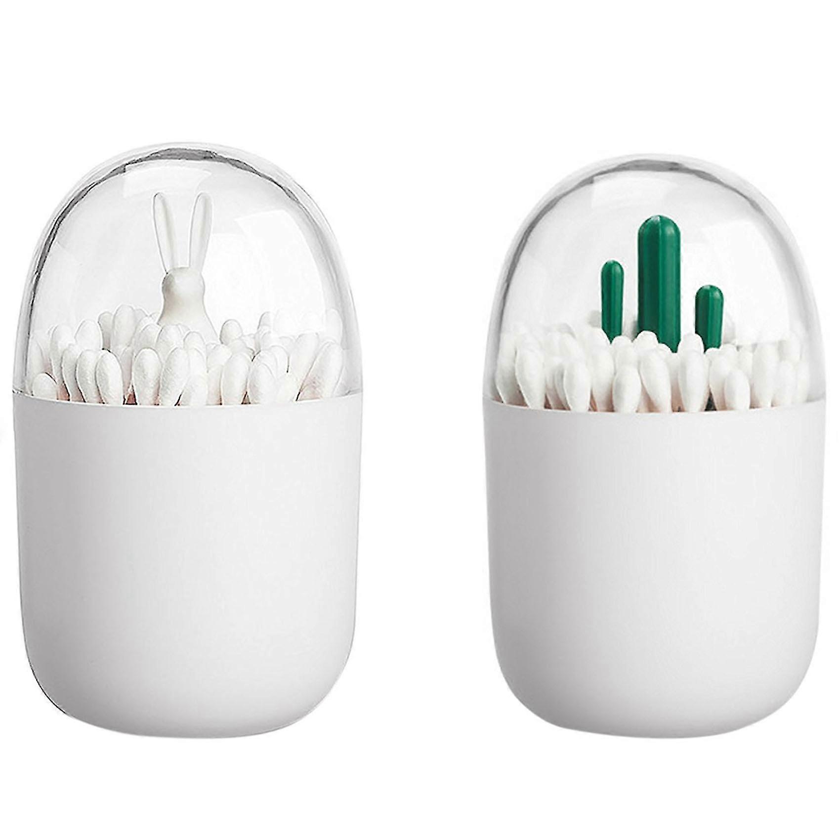 cotton swab holder, small q-tips toothpicks storage (cactus)