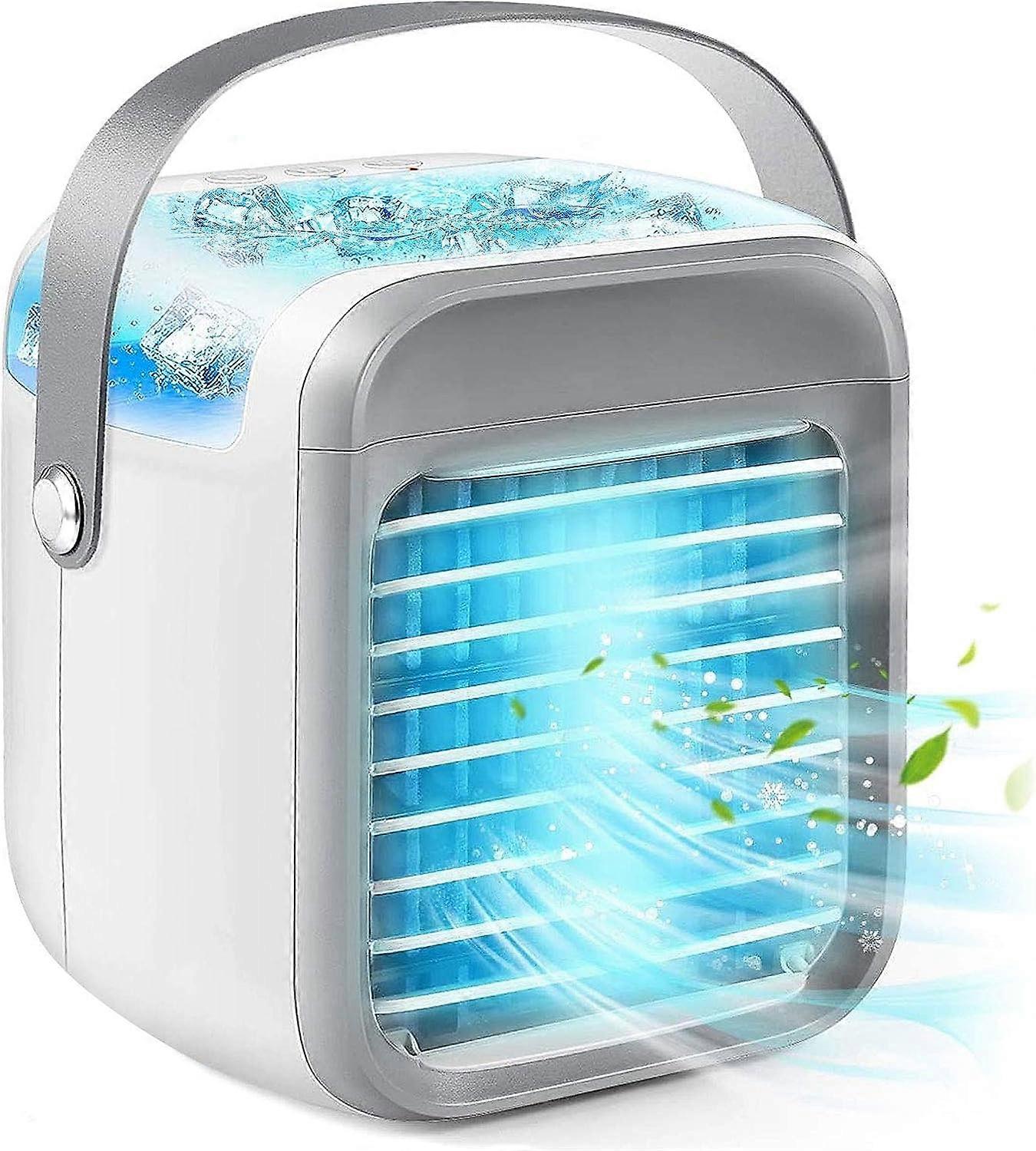 Portable Air Cooler, Personal Mini Air Conditioner, 3 in 1 Mini Evaporative Conditioner with Handle / 7 LED Light/Humidifier/Purifier/ 3 Speeds Deskto