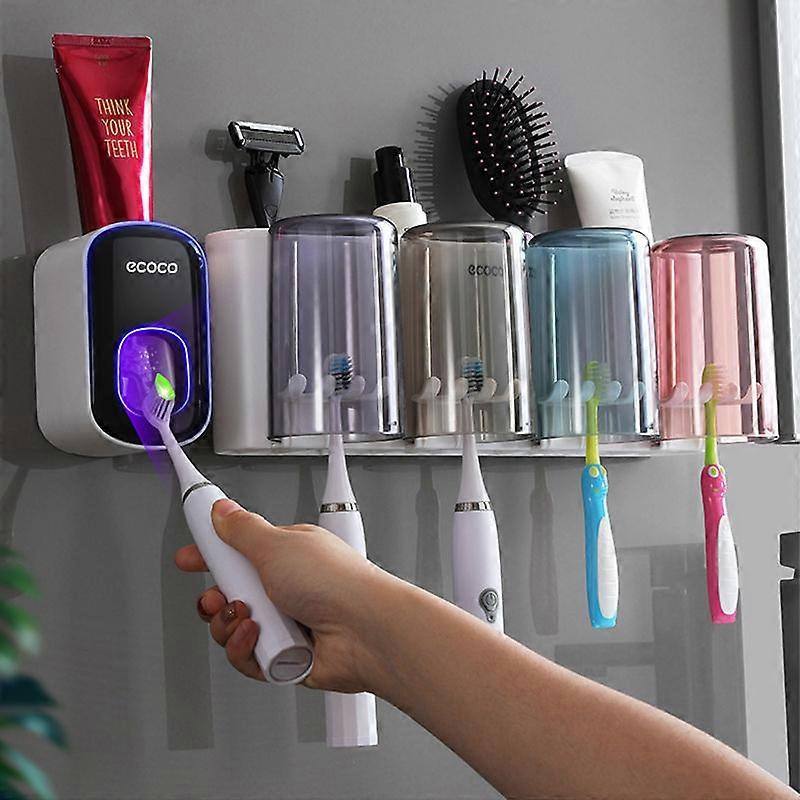 Automatic Toothpaste Dispenser - Automatic Wall-Mounted Toothbrush Holder Set, Multifunctional Space-saving Toothbrush Storage Box, No Need To Drill