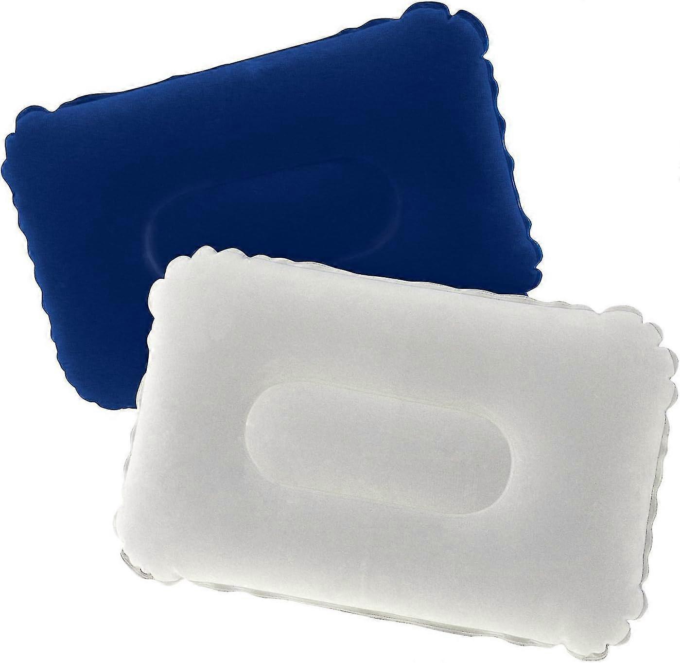 Blue + Beige Inflatable Camping Pillow