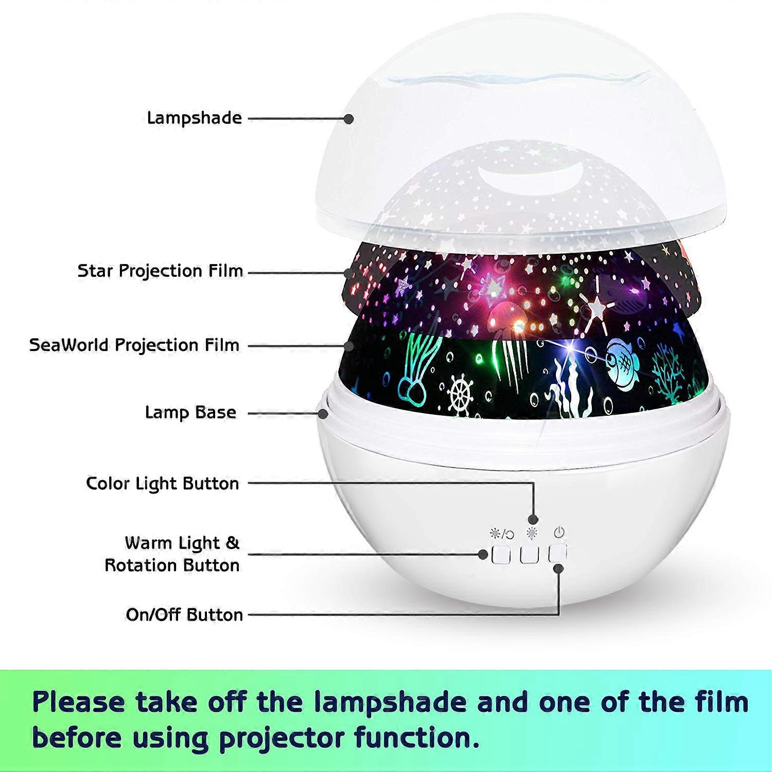 Kids Night Light, 360 Rotating Starry Night Light Projector For Baby ...