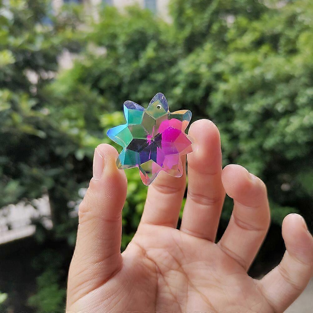 2PC 40MM AB Snowflake Crystal Prism Aurora Feng Shui Faceted Hanging Suncatcher